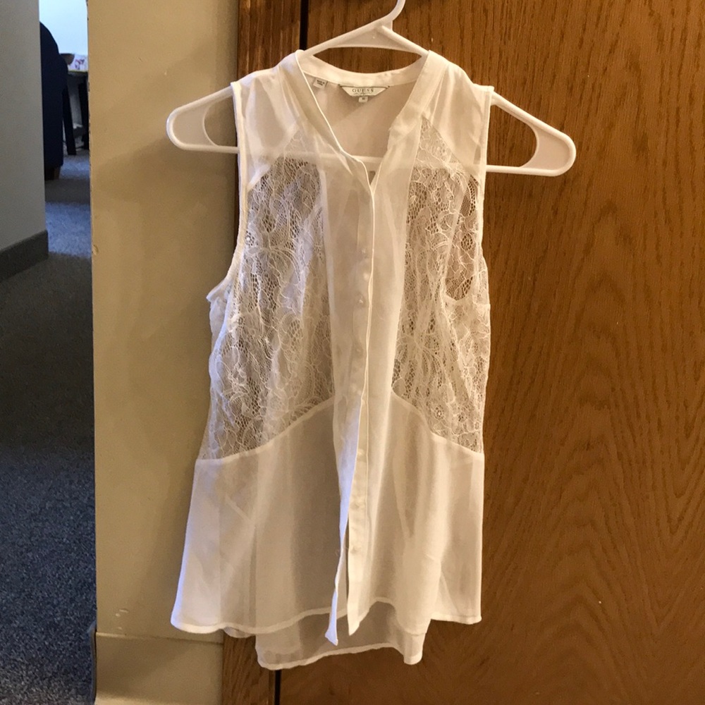 GUESS button up lace tank